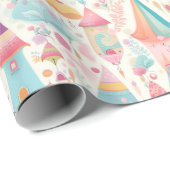 可愛い甘お洒落いカラフル模様ピンク色 ラッピングペーパー (ロールコーナー)