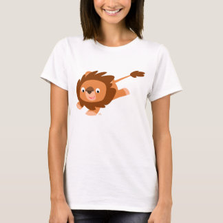 可愛い生き生きとした漫画ライオン女性Tシャツ Tシャツ