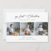 可愛い生まれたばかりのベビーの初めてのクリスマス3写真 シーズンカード (正面)