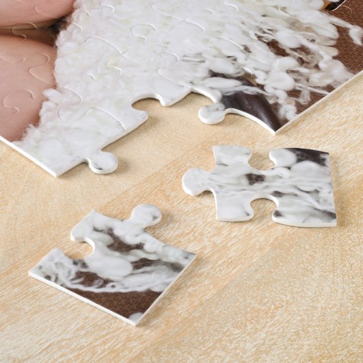 可愛い生まれたばかりのベビー乳児自分の写真 ジグソーパズル (側面)