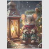 可愛い田舎のマウスとランタン素朴の切り離し 薄葉紙 (正面)