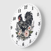 可愛い田舎の鶏の恋人 ラージ壁時計 (傾斜)