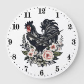 可愛い田舎の鶏の恋人 ラージ壁時計 (正面)