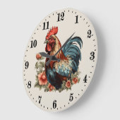 可愛い田舎の鶏の恋人 ラージ壁時計 (傾斜)
