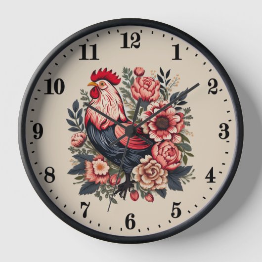 可愛い田舎の鶏の恋人 壁時計 (正面)