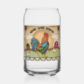 可愛い田舎鶏の立ち上がり輝く農家 ガラス缶 (裏面)