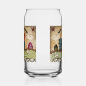 可愛い田舎鶏の立ち上がり輝く農家 ガラス缶 (左)