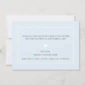 可愛い男の子ありがとう青いグリッター写真ベビーシャワー 案内状 (裏面)