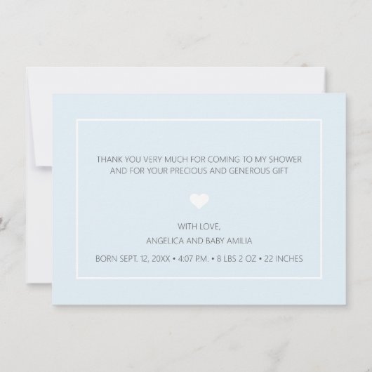 可愛い男の子ありがとう青いグリッター写真ベビーシャワー 案内状 (裏面)
