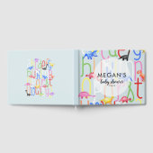 可愛い男の子の恐竜ABCアルファベットベイビーシャワー ゲストブック (全面)