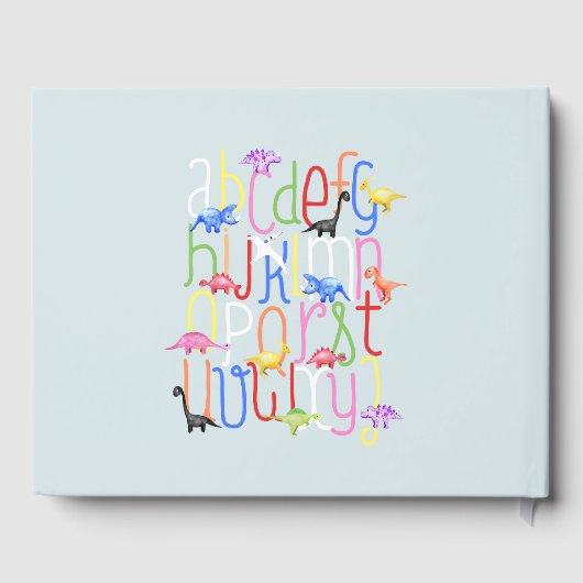 可愛い男の子の恐竜ABCアルファベットベイビーシャワー ゲストブック (裏面)