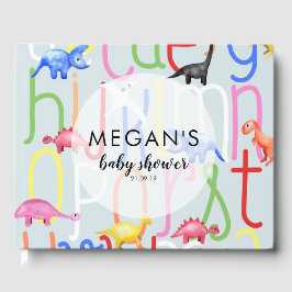 可愛い男の子の恐竜ABCアルファベットベイビーシャワー ゲストブック