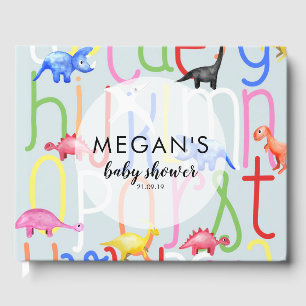 可愛い男の子の恐竜ABCアルファベットベイビーシャワー ゲストブック