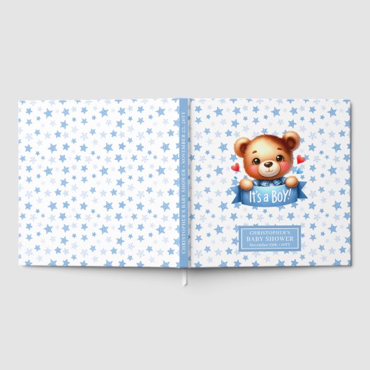 可愛い男の子テディベアの少年向けゲストブック ゲストブック (全面)