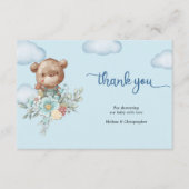 可愛い男の子テディベア熱い空感謝してい気球君 エンクロージャーカード (正面)