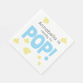 可愛い男の子ポップ・アートのブルーポップコーン赤ちゃんシャワー準備 スタンダードランチョンナプキン (角)