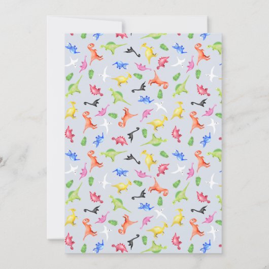 可愛い男の子青い水色恐竜の赤ちゃんシャワー 招待状 (裏面)