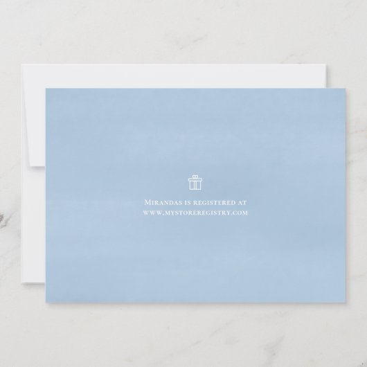 可愛い男の赤ちゃんお洒落デニムブルーベビー服 招待状 (裏面)