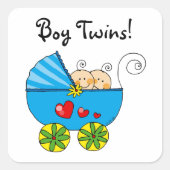 可愛い男の赤ちゃんの双子 スクエアシール (正面)