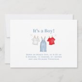 可愛い男の赤ちゃんブルーパーソナライズされた写真 案内状 (裏面)