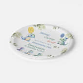 可愛い男の赤ちゃんブルー恐竜1歳の誕生日 ペーパープレート (アングル)