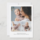 可愛い男の赤ちゃんブルー生まれたばかりのフットプリント誕生 案内状 (裏面)