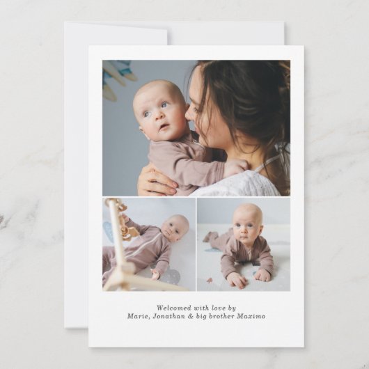 可愛い男の赤ちゃんブルー生まれたばかりのフットプリント誕生 案内状 (裏面)