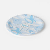 可愛い男の赤ちゃんモノグラムの柄 ペーパープレート (アングル)