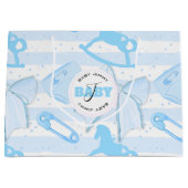 可愛い男の赤ちゃんモノグラムの柄 ラージペーパーバッグ (正面)