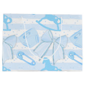 可愛い男の赤ちゃんモノグラムの柄 ラージペーパーバッグ (裏面)