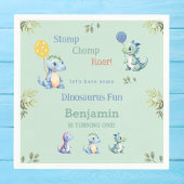 可愛い男の赤ちゃん恐竜1歳のパーティー スタンダードカクテルナプキン