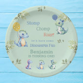可愛い男の赤ちゃん恐竜1歳のパーティー ペーパープレート