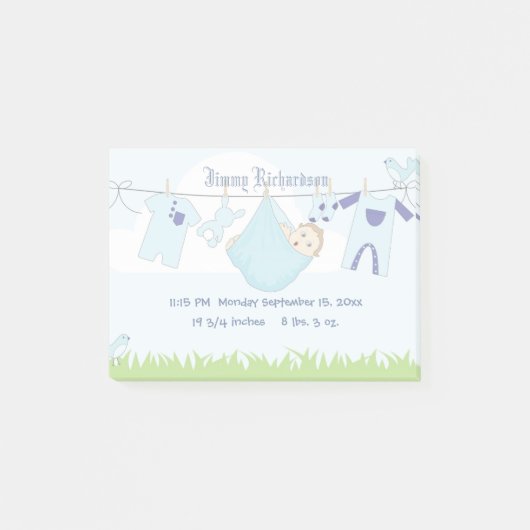 可愛い男の赤ちゃん服飾ライン ポストイット (正面)