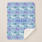 可愛い男の赤ちゃん水彩恐竜パーソナライズされた シェルパブランケット (正面)