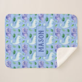 可愛い男の赤ちゃん水彩恐竜パーソナライズされた シェルパブランケット (正面(横))