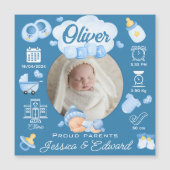 可愛い男の赤ちゃん誕生Stats 生まれたばかりの Blue モダン (正面)