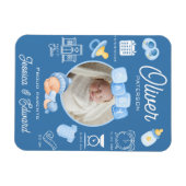 可愛い男の赤ちゃん誕生Stats 生まれたばかりの Blue モダン マグネット (横)