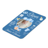 可愛い男の赤ちゃん誕生Stats 生まれたばかりの Blue モダン マグネット (左側)