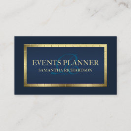 可愛い男らしネイビモダンーブルーと金ゴールド幾何学模様 名刺