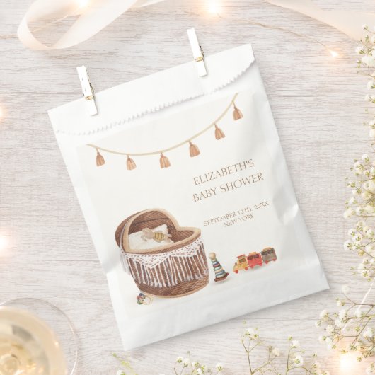 可愛い男女兼用ボホバシネットおもちゃ赤ちゃんシャワー フェイバーバッグ (クリップ留めされた状態)