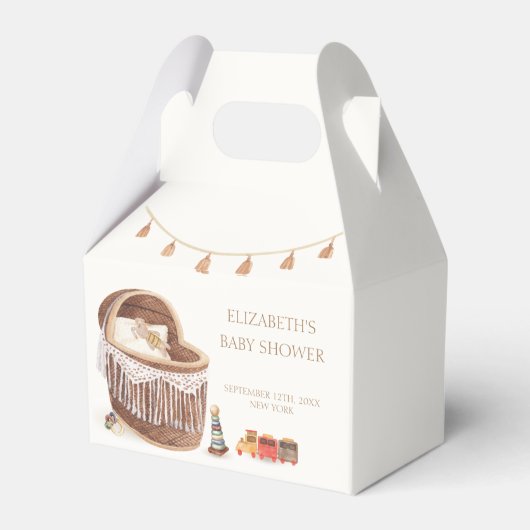 可愛い男女兼用ボホバシネットおもちゃ赤ちゃんシャワー フェイバーボックス (裏面サイド)