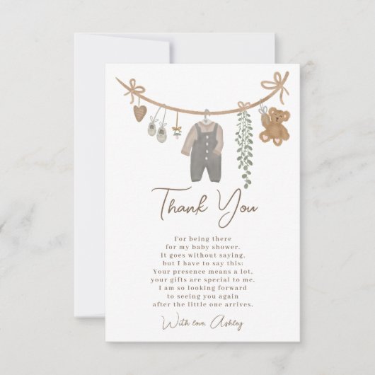 可愛い男女兼用ラインボホベイビーシャワー サンキューカード (正面)