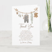 可愛い男女兼用ラインボホベイビーシャワー サンキューカード (正面)