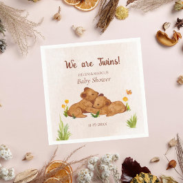 可愛い男女兼用双子の赤ちゃんシャワー スタンダードカクテルナプキン