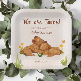 可愛い男女兼用双子の赤ちゃんシャワー ペーパープレート