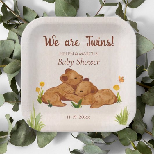 可愛い男女兼用双子の赤ちゃんシャワー ペーパープレート