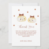 可愛い男女兼用団子の赤ちゃんシャワー サンキューカード (正面)