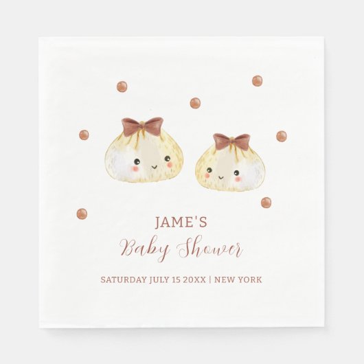 可愛い男女兼用団子の赤ちゃんシャワー スタンダードランチョンナプキン (正面)