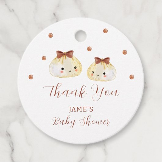 可愛い男女兼用団子ベイビーシャワーありがとう フェイバータグ (正面)