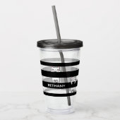 可愛い登山猫の黒ストライプいパーソナライズされた アクリルタンブラー (左)